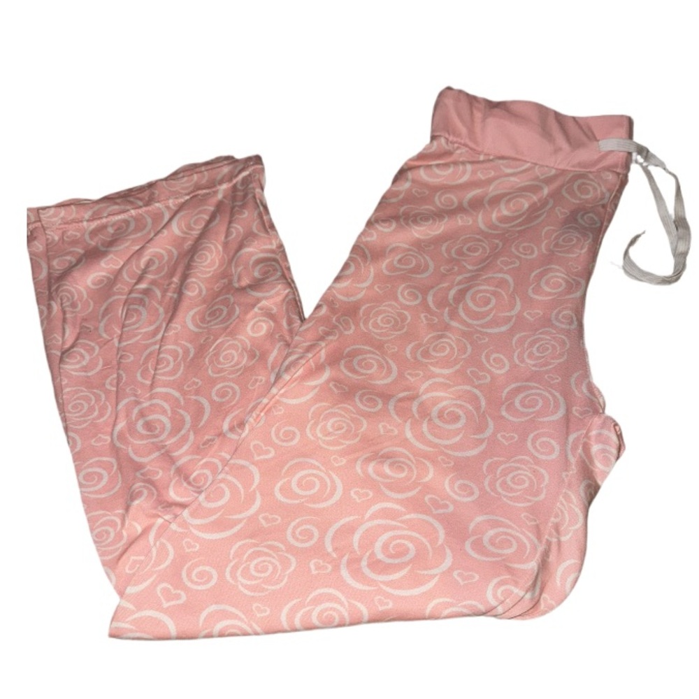 Pink Rose Pattern Pajama Pants